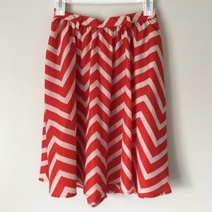 Target Red and Cream Chevron Midi Skirt